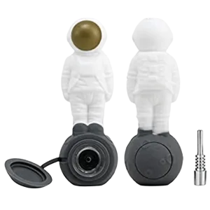 Silicone 2 in 1 Astronaut Hand Pipe/Vapor Straw with Lid and Titanium Tip