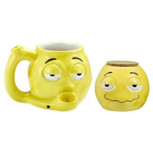 Stoned Emoji Pipe Mug & Stash Jar Bundle