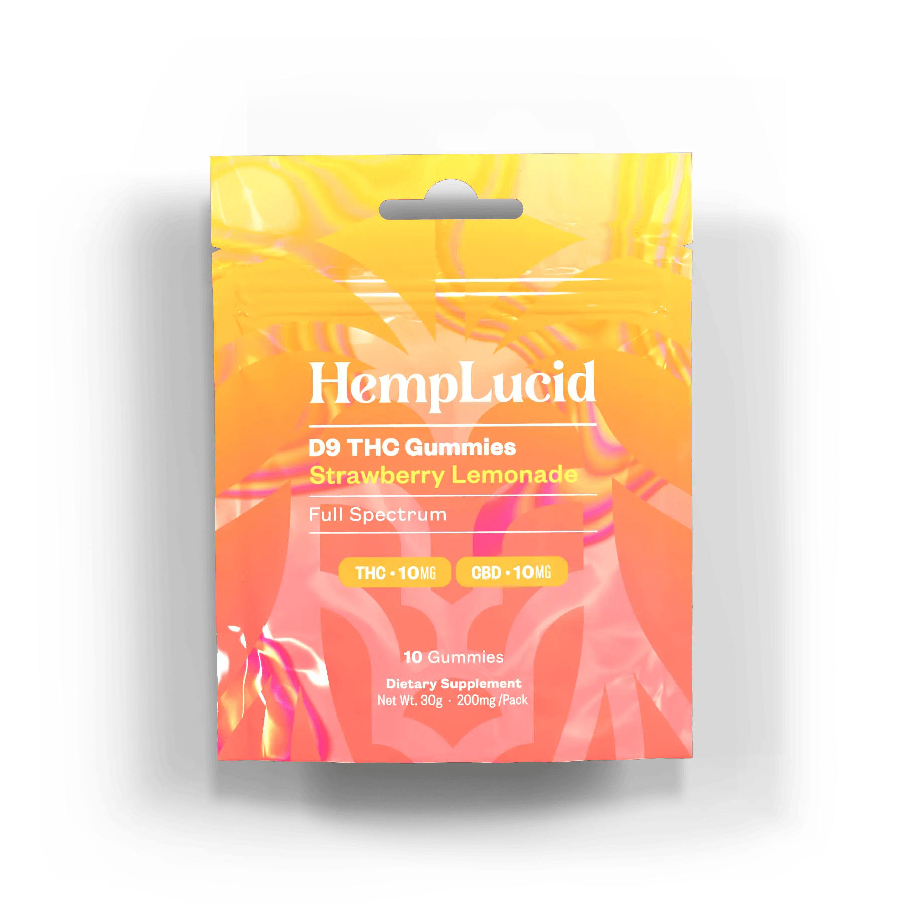 Delta 9 THC 10mg + CBD 10mg Gummies 10 pack - Strawberry Lemonade