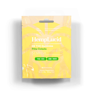 Delta 9 THC 5mg + CBD 50mg Gummies 10 pack - Piña Colada