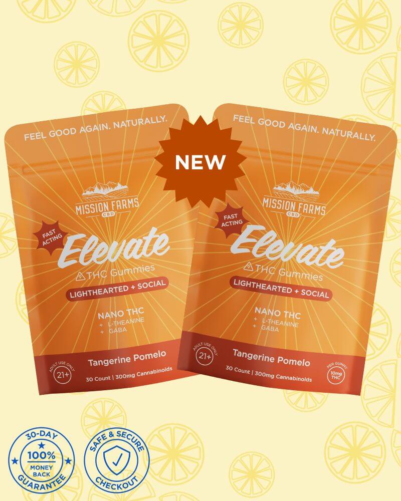 Elevate Delta-9 THC Gummies with Nano THC - 60 count (2x 30 count): Tangerine Pomelo, 10mg THC/Gummy