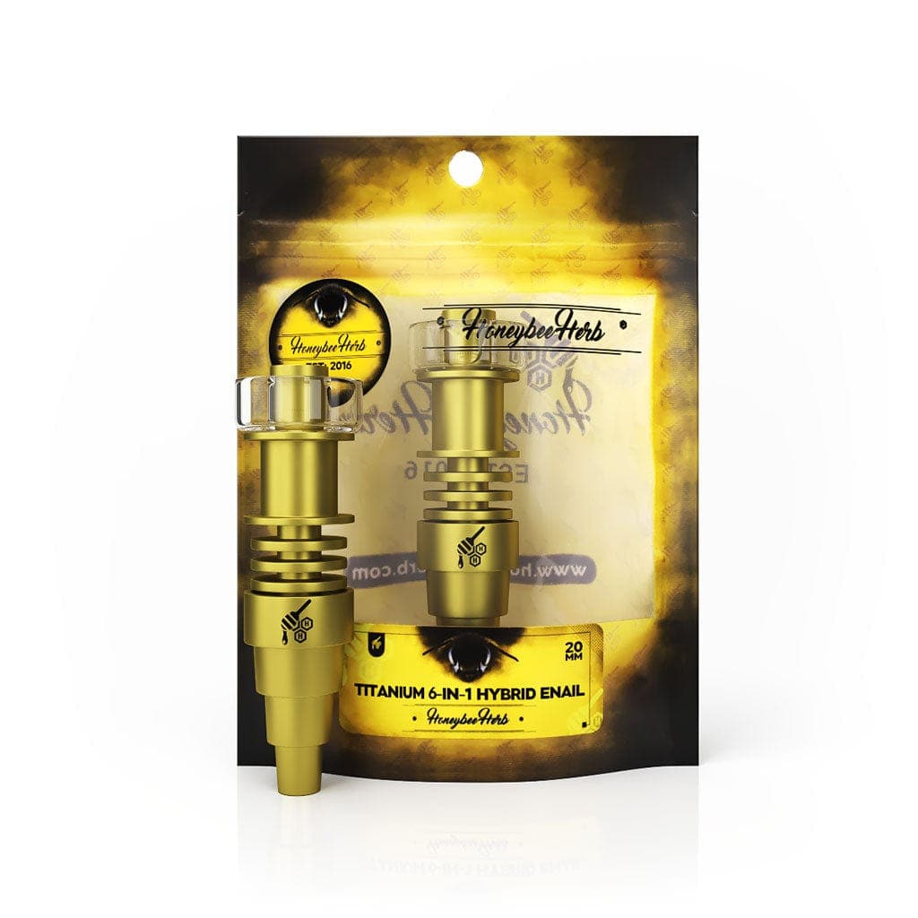 Honeybee Herb Titanium 6-in-1 Hybrid Dab Enail - Gold / 20mm