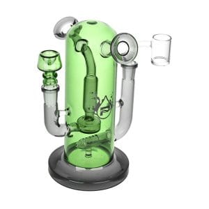 Pulsar Double Trouble Dry Pipe/Dab Rig | 8" | 14mm F - Green