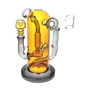 Pulsar Double Trouble Dry Pipe/Dab Rig | 8" | 14mm F - Orange