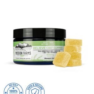 Relieve CBD Gummies with Nano CBD - 10 count: Pineapple Mango, 400mg (Travel Size)