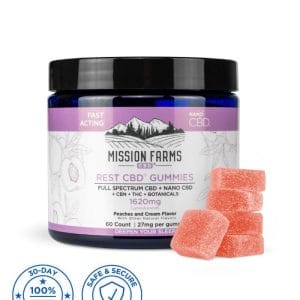 Rest CBD Gummies with Nano CBD - 60 count: Peaches and Cream, 1620mg