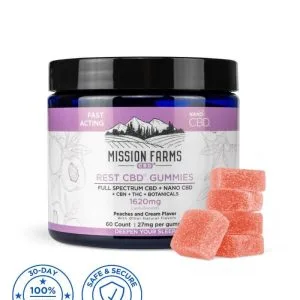Rest CBD Gummies with Nano CBD - 60 count: Peaches and Cream, 1620mg