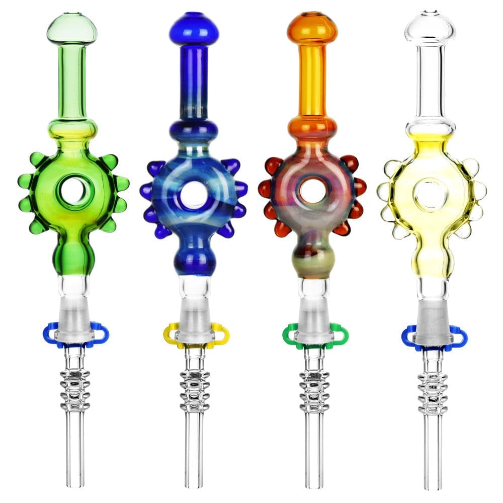 Studded Donut Dab Straw - 7.5" / Colors Vary - Quartz