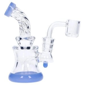 Twisted Neck Dab Rig with Showerhead Perc - 5 in - light blue