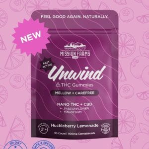 Unwind Delta-9 THC Gummies with Nano THC - 30 count: Huckleberry Lemonade, 10mg THC/Gummy