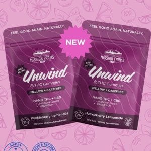 Unwind Delta-9 THC Gummies with Nano THC - 60 count (2 x 30 count): Huckleberry Lemonade, 10mg THC/Gummy