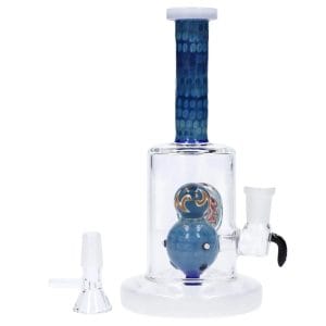 Reversal Art Locket Water Pipe with UFO Showerhead Perc - 8 in - white