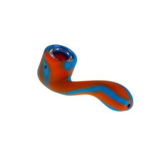 Silicone Sherlock Hand Pipe - Blue & Orange