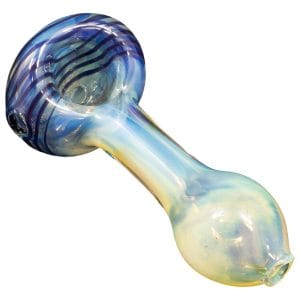 "Spiral-Head" Color Changing Glass Spoon Pipe - Blue / Large