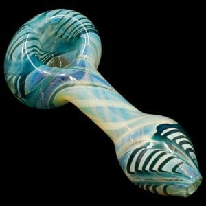 "Twisty Cane" Spoon Glass Pipe (Various Colors) - Teal / 4.5 Inch