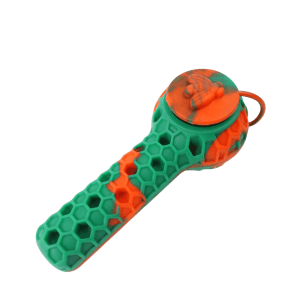 4.5'' Silicone 2 in 1 Honey Bee Hand Pipe/Vapor Straw with Lid Metal Poker and Titanium Tip - Style 1