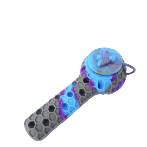 4.5'' Silicone 2 in 1 Honey Bee Hand Pipe/Vapor Straw with Lid Metal Poker and Titanium Tip - Style 2
