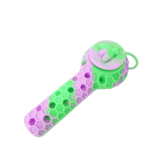 4.5'' Silicone 2 in 1 Honey Bee Hand Pipe/Vapor Straw with Lid Metal Poker and Titanium Tip - Style 4