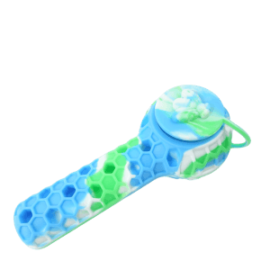 4.5'' Silicone 2 in 1 Honey Bee Hand Pipe/Vapor Straw with Lid Metal Poker and Titanium Tip - Style 5