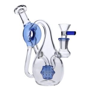 7" Milky Purple Mini Recycler Water Pipe - Blue