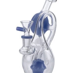7" Milky Purple Mini Recycler Water Pipe - Milky Blue