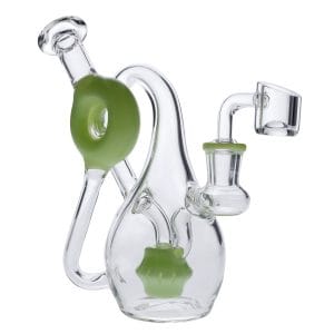 7" Milky Purple Mini Recycler Water Pipe - Milky Green