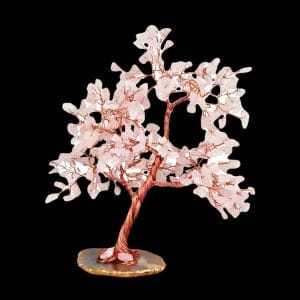 Decorative Rose Quartz Crystal Wire Tree