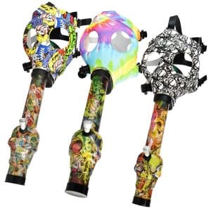 Gas Mask w/ Acrylic Water Pipe - 10.25" - Tie-Dye