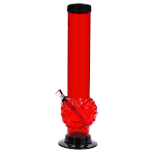 JM Plastics Evil Eye Pyramid Bubble Base Acrylic Water Pipe - 12 in. - Red