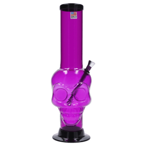 JM Plastics Large Skull Base with Carb Hole Acrylic Water Pipe - 12 in. - Purple