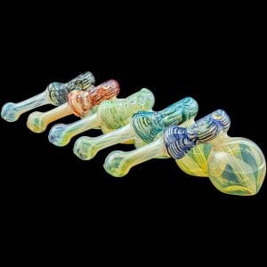 "Raked Hammer" Fumed Hammer Bubbler Pipe (Various Colors) - Caramel