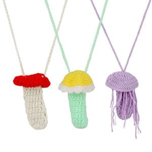 Trippy Crochet Mushroom Vape or Lighter Holder Necklace - 14"" / Designs Vary