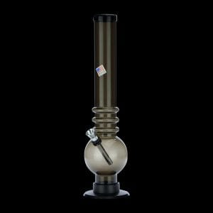 Acrylic Straight Bubble Base Bong with Raised Grip | Black