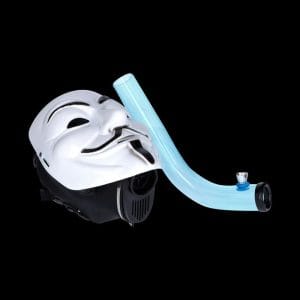 Anonymous Gas Mask Bong with Bent Acrylic Tube in White