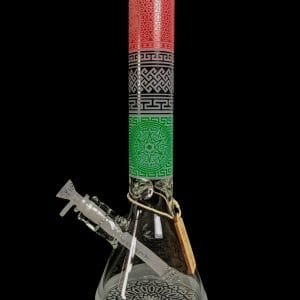 Cheech Glass Etched Tri Color Water Pipe