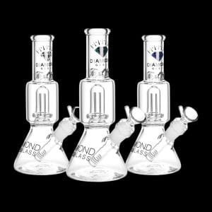 Diamond Glass Gold Little Beaker Water Pipe