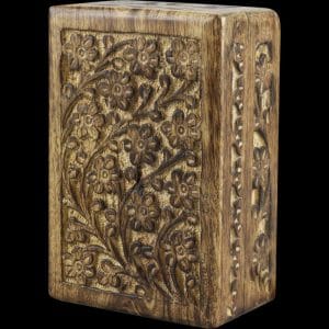 Floral Carved Wood Stash Box