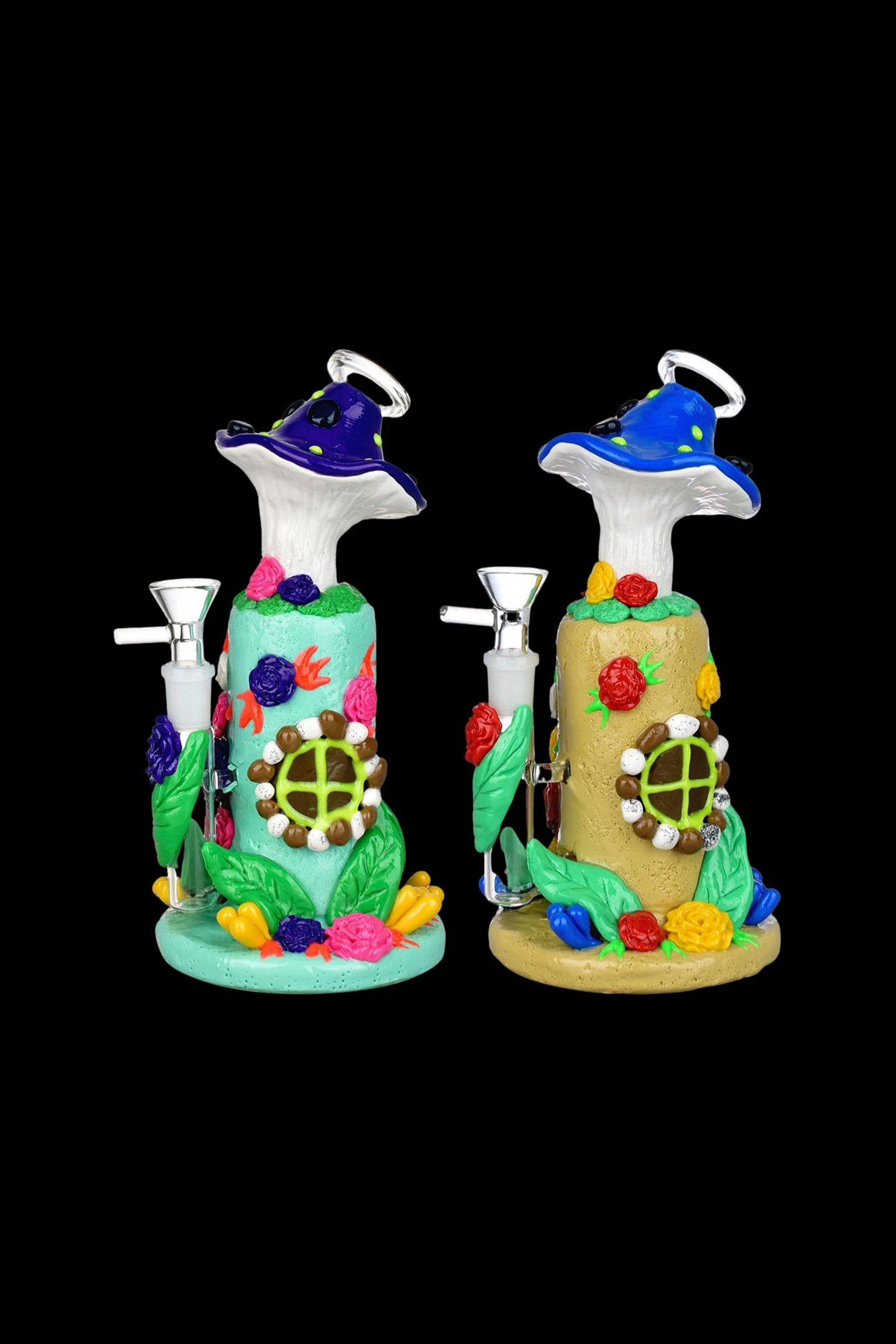 Flower And Shroom Cottage Glow Water Pipe