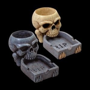 Fujima R.I.P. Skull Polystone Ashtray - 4 Pack Display