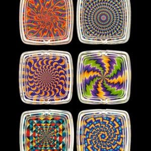 Glass Ashtray - Psychedelic - 6 Pack