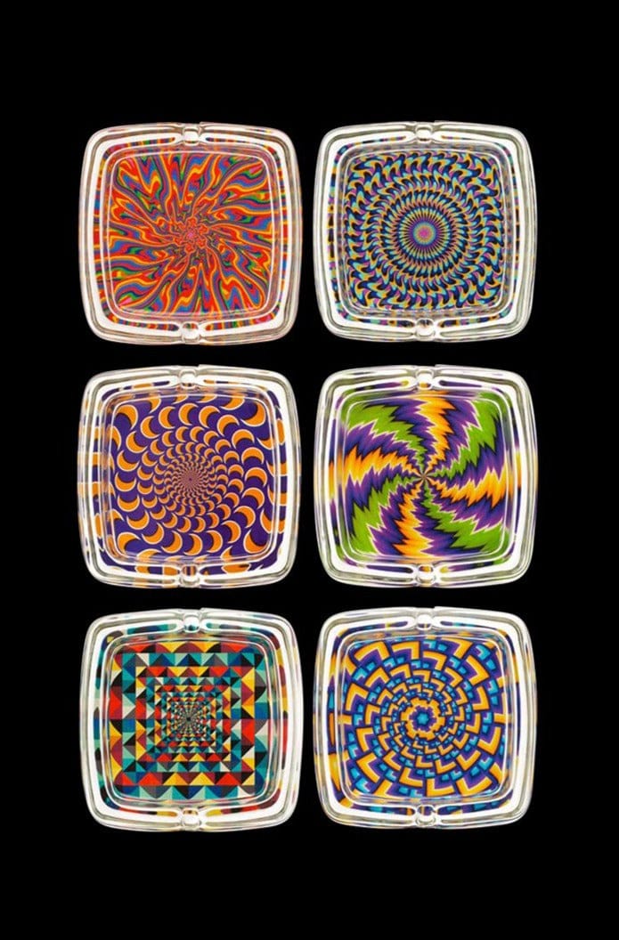 Glass Ashtray - Psychedelic - 6 Pack