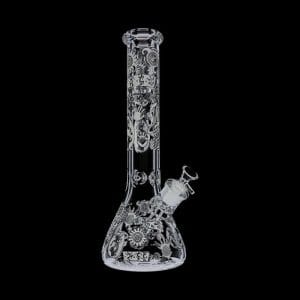 Glass Beaker Ice Bong with Tribal Drummer Print
