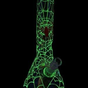 Glowing Spiderweb Beaker Bong
