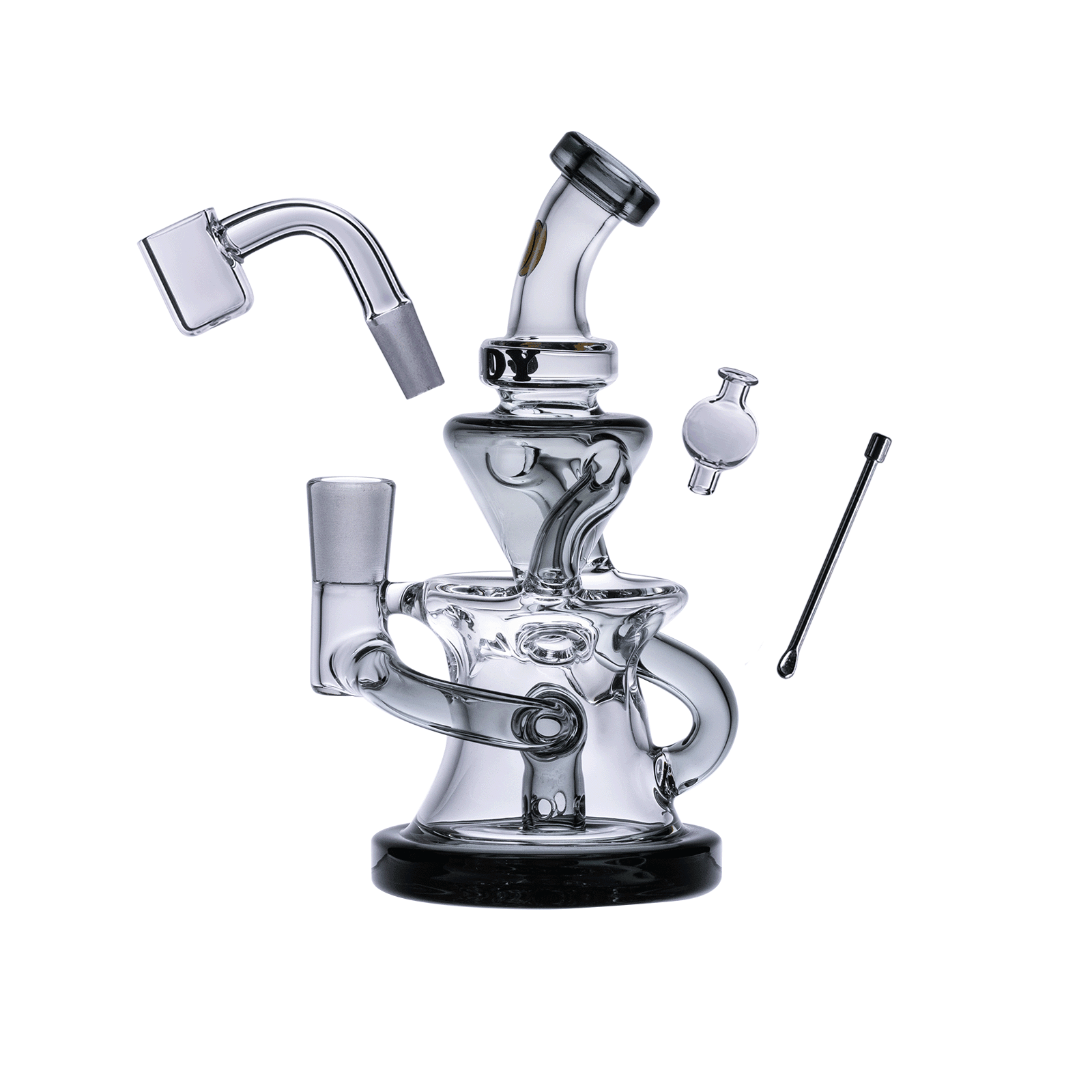 Goody Glass - Miss Swiss Mini Dab Rig Recycler 4-Piece Kit - Smoke