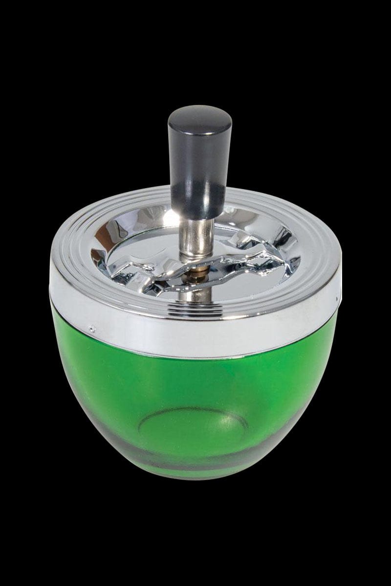 Green Glass Spinner Ashtray