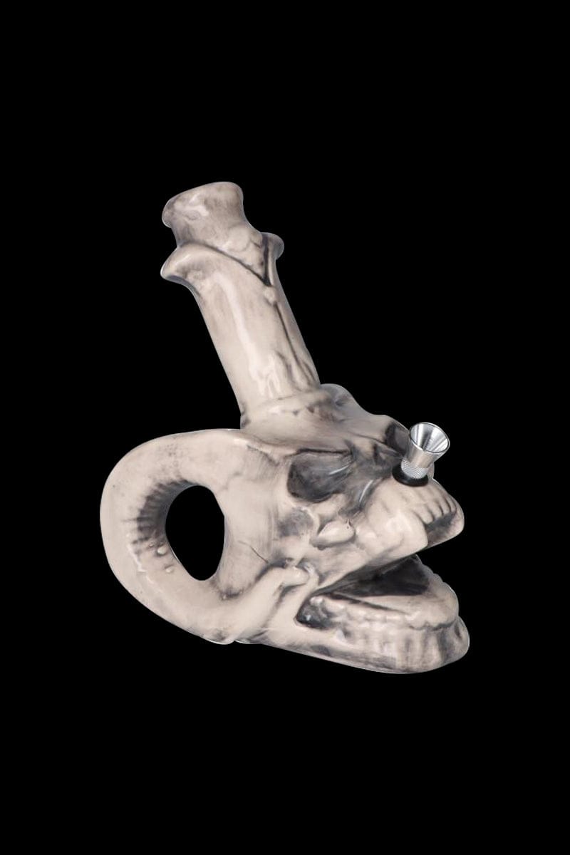 Horned Skull and Candle Ceramic Bong