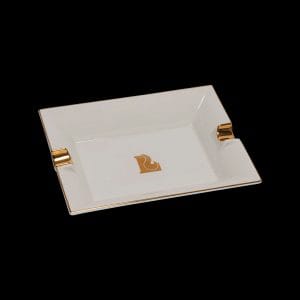 Lucienne Square Ceramic Ashtray - White and Gold