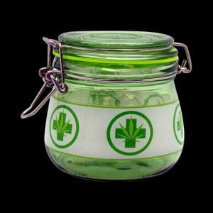 Medical Leaf Glass Stash Jar