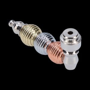 Metal Hand Pipe with Curvy Colored Metallic Body