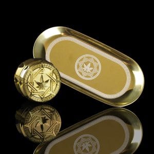 Mr. Ganja Luxury Gold Grinder and Rolling Tray Gift Set